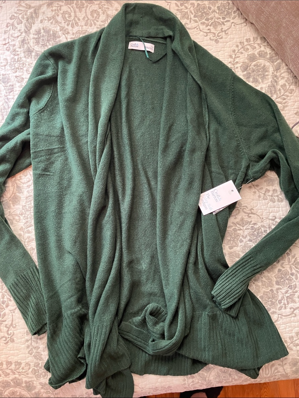 croft & barrow Forest Green Open-Front Draped Cardigan